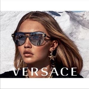 Versace 2168 Sunglasses - Black/Gold Oval - Women